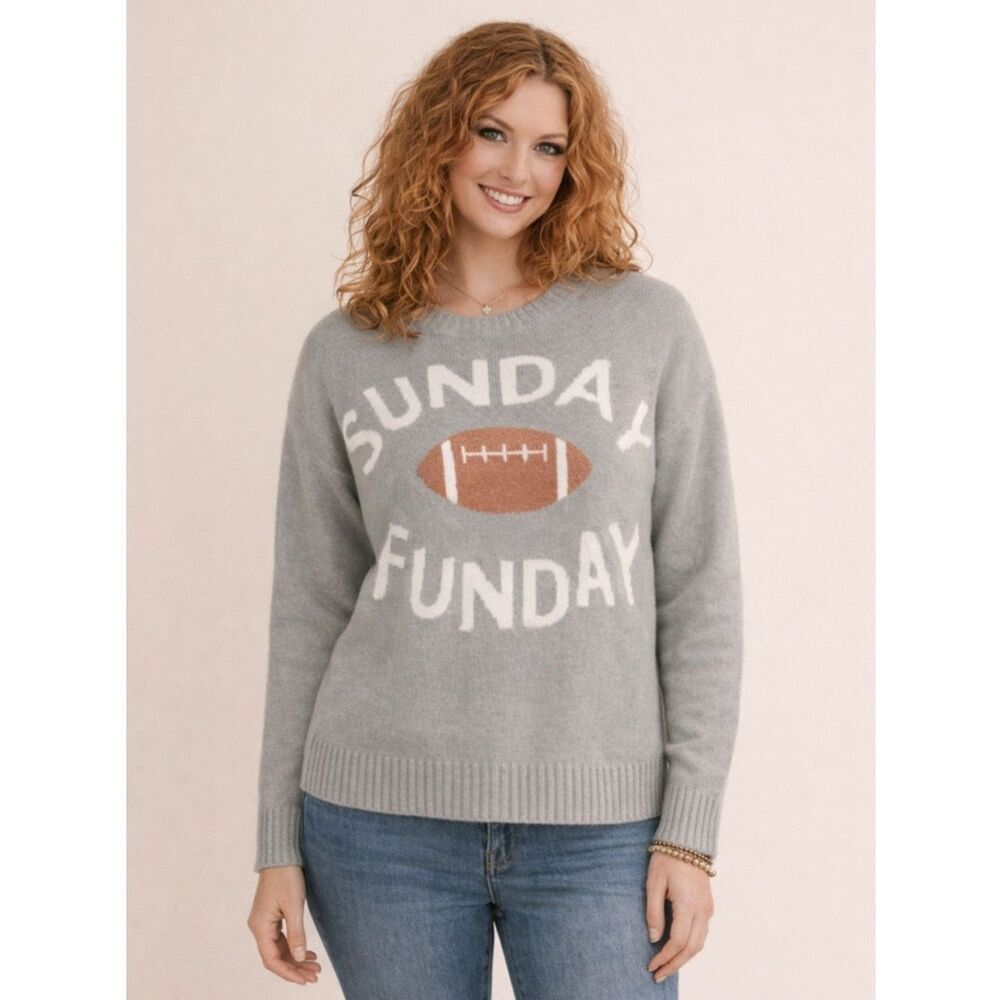 Moon & Madison Sunday Funday Gray Sweater with Football
